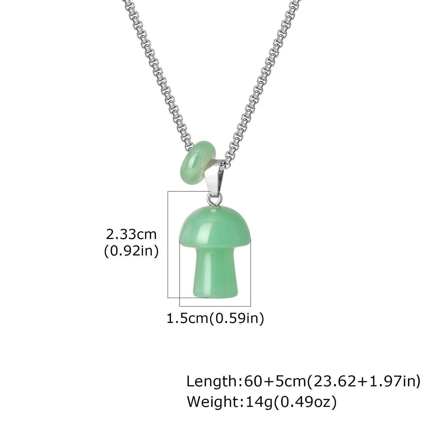 Kemstone Mushroom Pendant Necklace Natural Stone Stainless Steel for Men Women Aventurine Tiger Eye Obsidian NC2875