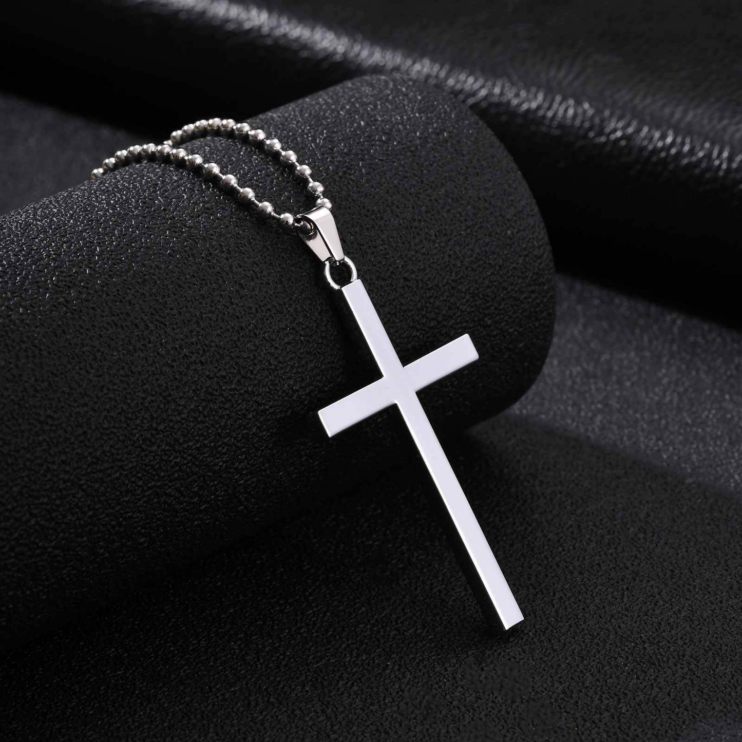 Kemston Cross Pendant Necklace for Men Alloy Long Chain Hip Hop Style NC-3028
