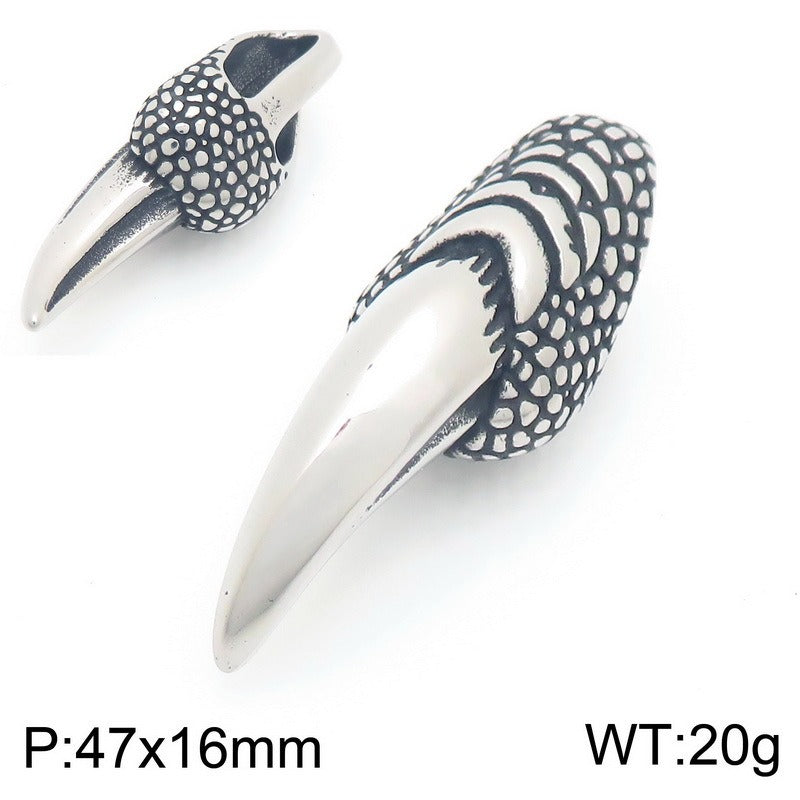 Kemstone Wolf Tooth Pendant Necklace Titanium Steel Eagle Claw Design for Men Silver 60cm KP117057-LU