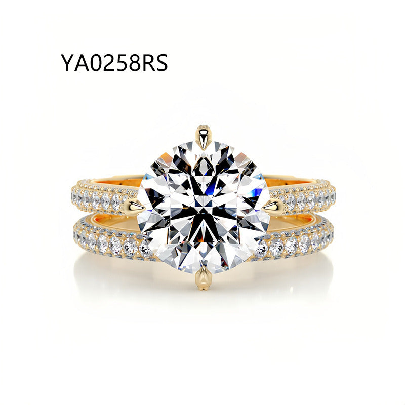 Kemstone Bridal Set – Luxury S925 Sterling Silver Moissanite Engagement Rings for Women | Gold Plated, Asscher, Marquise, Pear & Round Cuts