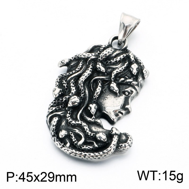 Kemstone Stainless Steel Gothic Joker Mask Pendant Necklace for Men KP118521-LU