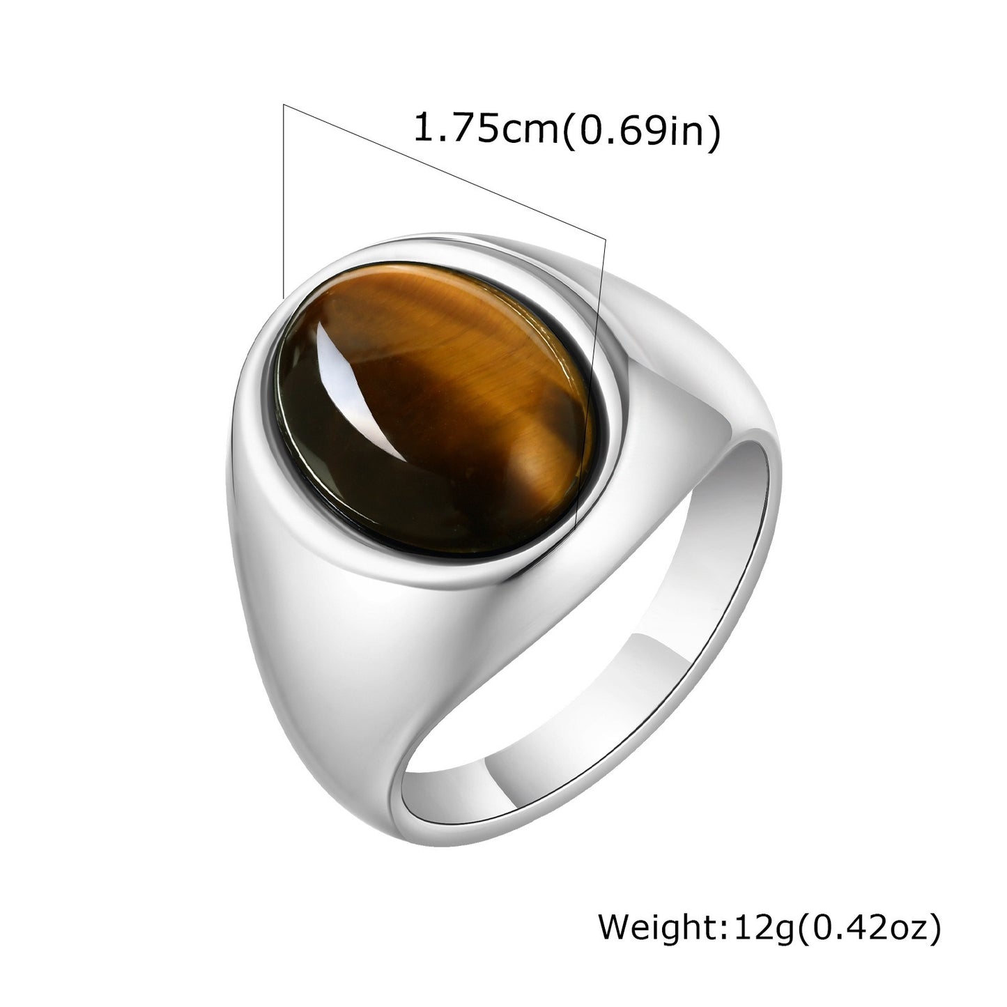 Kemstone Men’s Stainless Steel Ring – Oval Black Onyx Signet Style RC-829