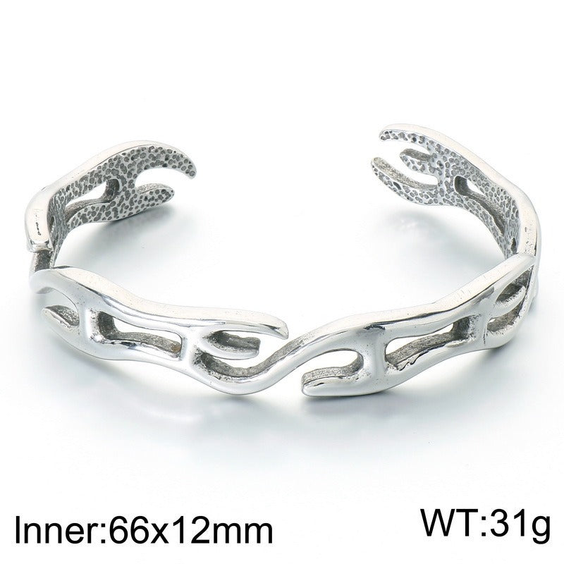 Kemstone Titanium Steel Twisted Cuff Bracelet for Men Vintage Open Design KB214264-LU