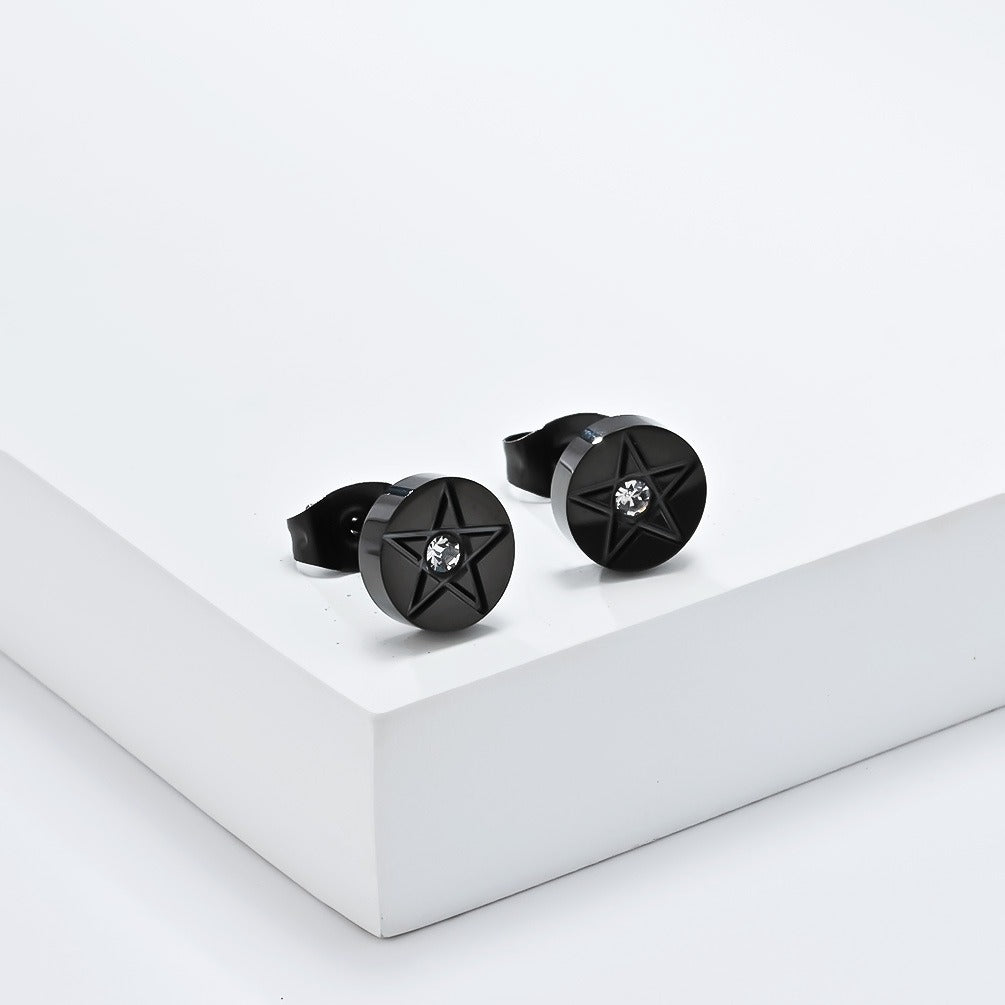 Kemstone Stainless Steel Star Stud Earrings for Men & Women Minimal Round K-E040
