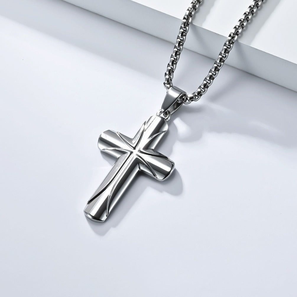 Kemstone Stainless Steel Minimal Cross Pendant Necklace for Men K-PT622