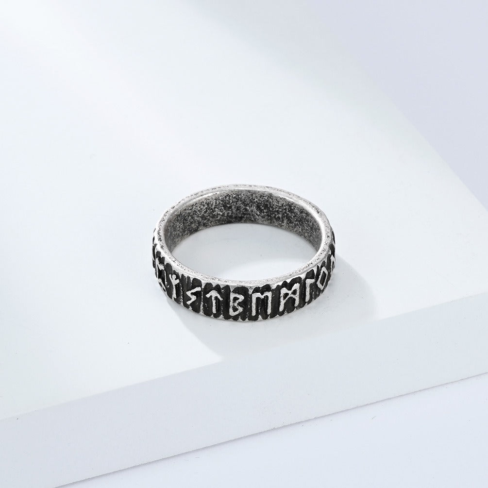 Kemstone Stainless Steel Viking Rune Ring for Men K-R1062