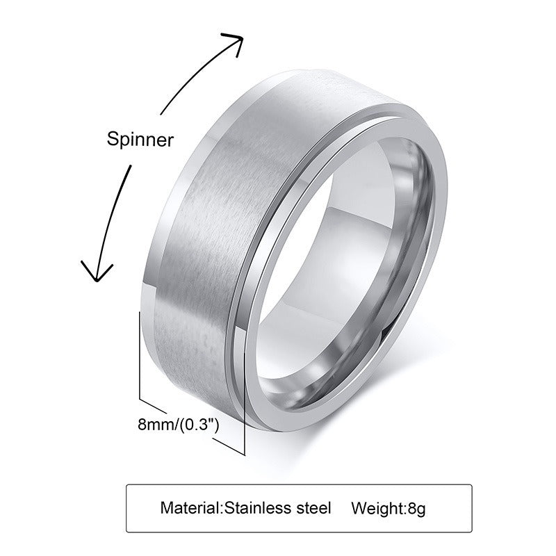 Kemstone Titanium Steel Spinner Ring – Minimalist Men’s Jewelry Ring R-394