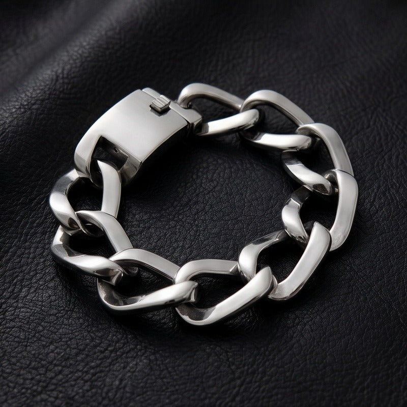 Kemstone Titanium Steel Cuban Link Bracelet for Men Square Link Chain KB213360-KJX