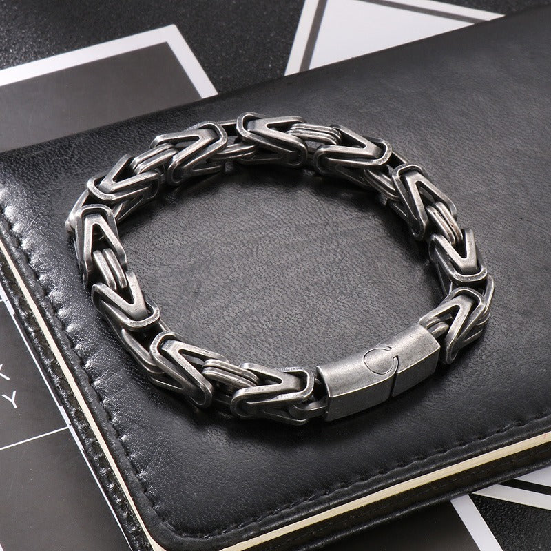 Kemstone Titanium Steel V-Link Chain Bracelet – Byzantine Hip Hop Style KB152638-KFC