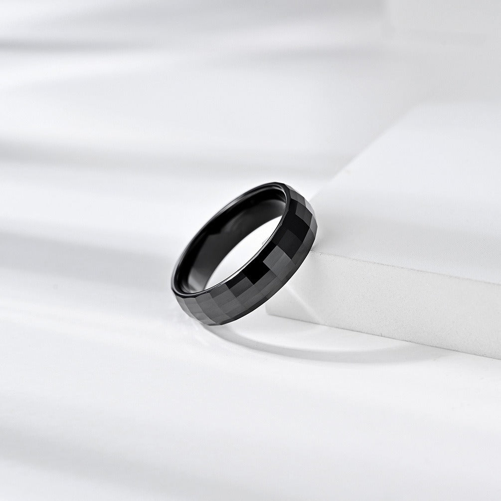 Kemstone Ceramic Ring – Faceted Geometric Design Jewelry for Men & Women K-R448