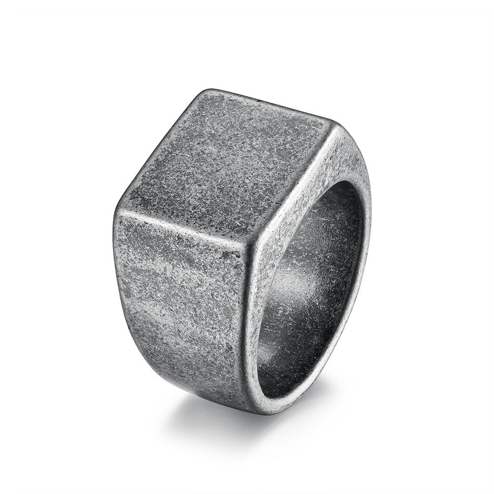 Kemstone Stainless Steel Square Signet Ring for Men K-R502