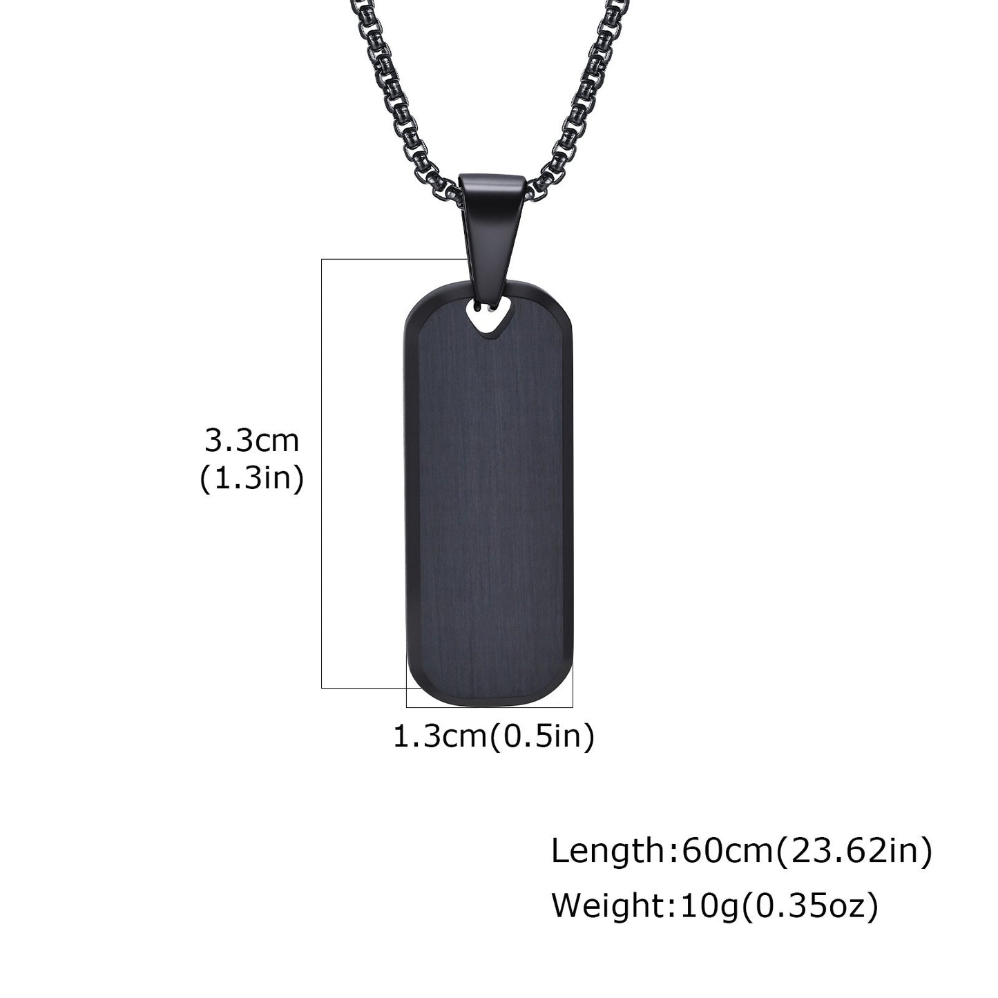 Kemstone Tag Pendant Necklace Beveled Edge Stainless Steel Rectangle Plate for Men PN-1896