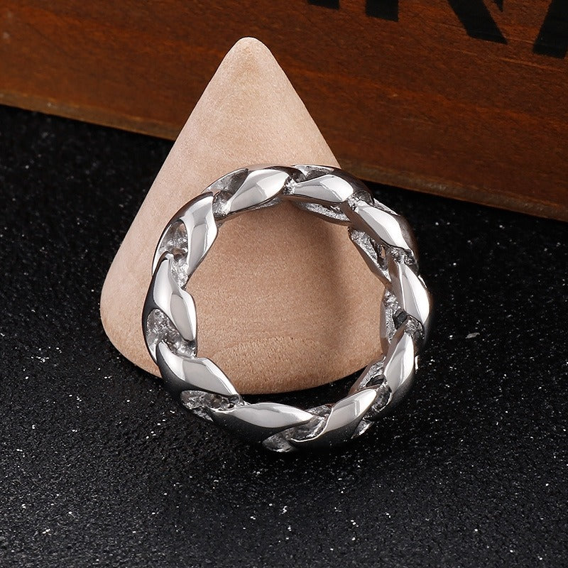Kemstone Dragon Bone Chain Ring – Gold Titanium Steel Biker Jewelry for Men | Gothic Streetwear Accessory KR104681-KJX