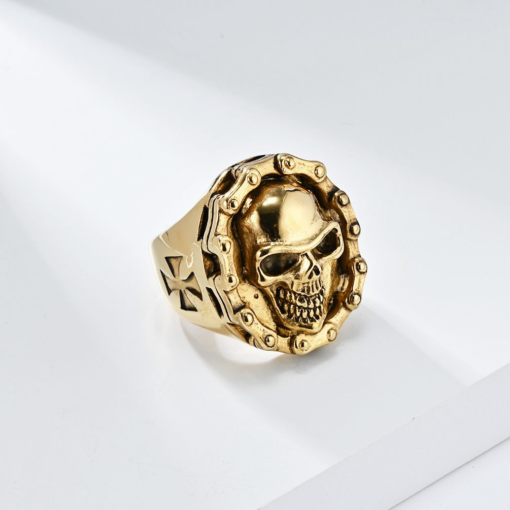Kemstone Stainless Steel Skull Ring – Biker & Hip Hop Style K-R857
