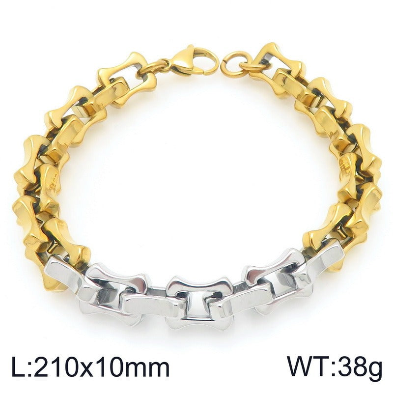 Kemstone Men’s Two-Tone Titanium Steel Bamboo Chain – 10/11/12mm KB207211-Z