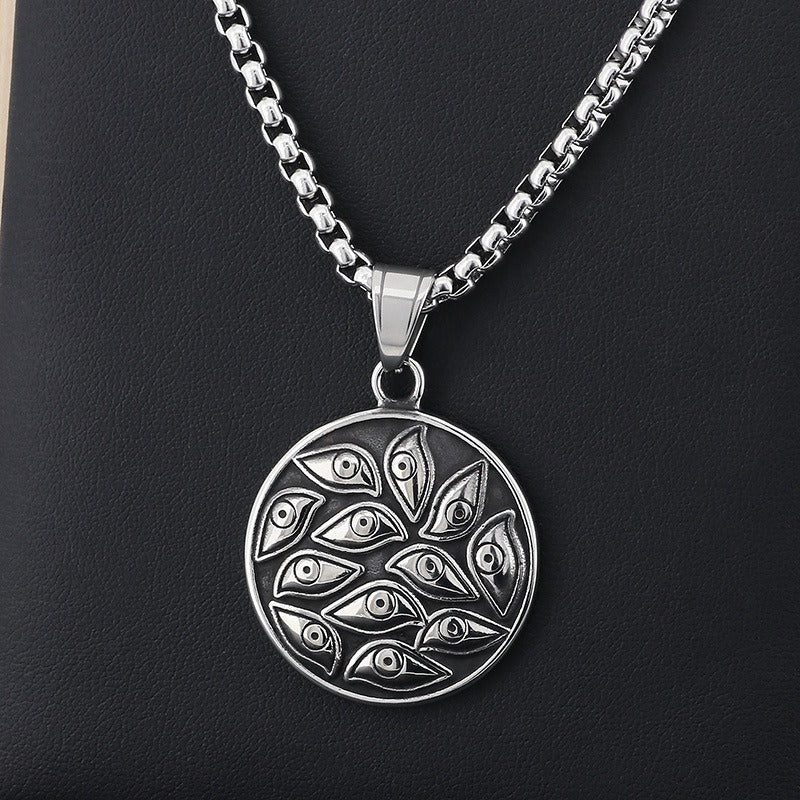 Kemstone Vintage God's Eye Demonic Square Stainless Steel Pendant Necklace – Punk KP130469