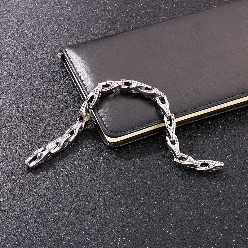 Kemstone Titanium Steel Snake Bone Bracelet & Necklace – Articulated Chain Style for Men KB152068-KJX