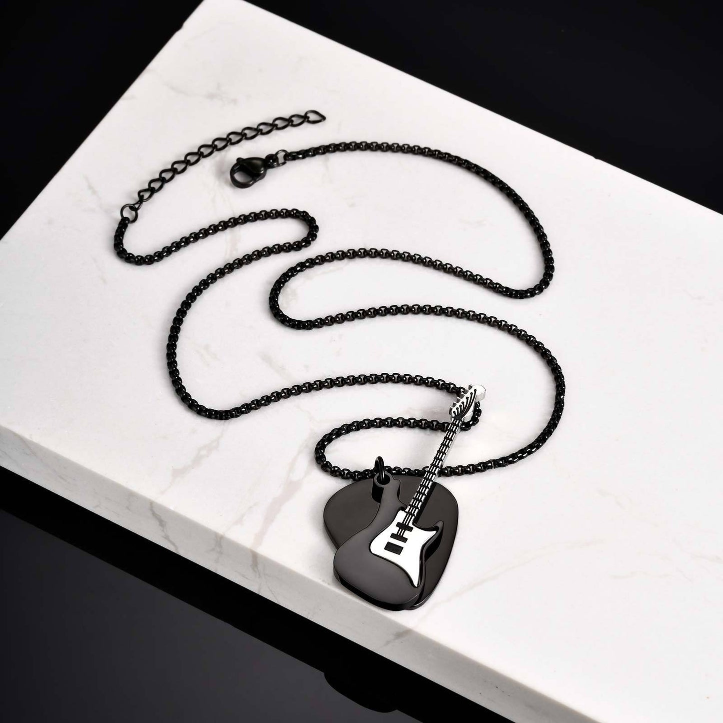 Kemstone Men’s Stainless Stee Guitar Pick Pendant Necklace – Punk Rock NC-2320