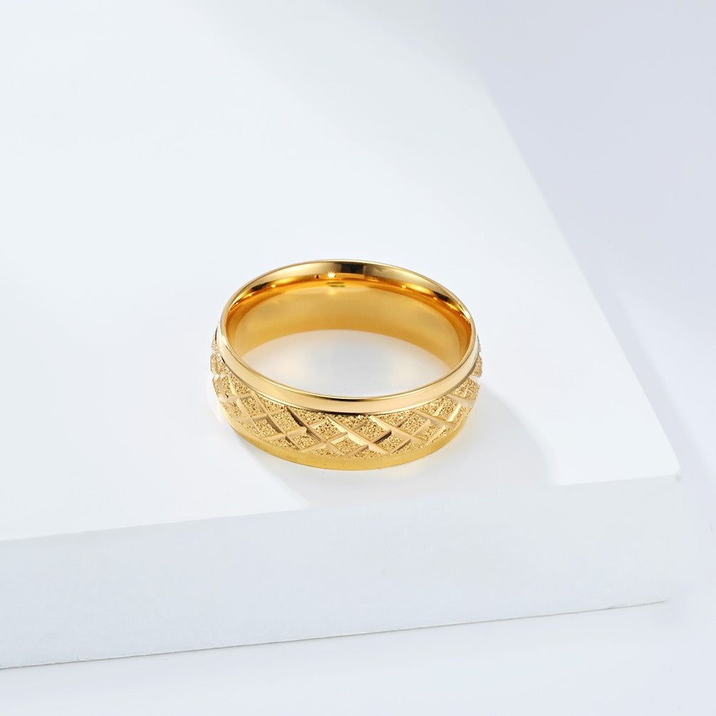 Kemstone Stainless Steel Matte Pattern Ring for Men & Women K-R1081