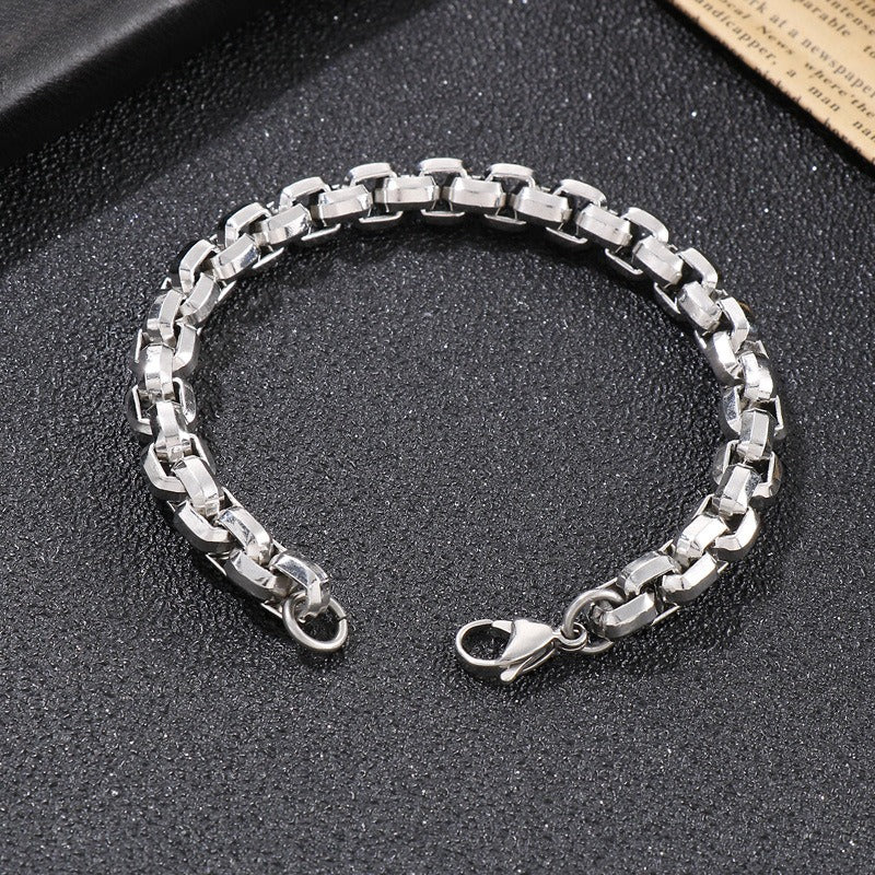 Kemstone Square Bead Chain Necklace – Textured Titanium Steel Jewelry for Men | Gothic Urban Streetwear KS139200-Z