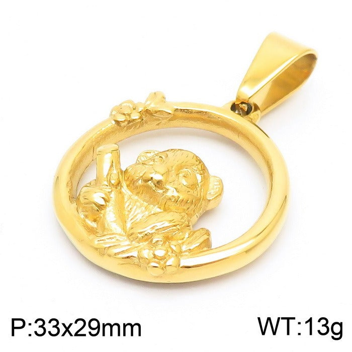Kemstone Panda Circle Necklace for Men Titanium Steel KP119300-KJX