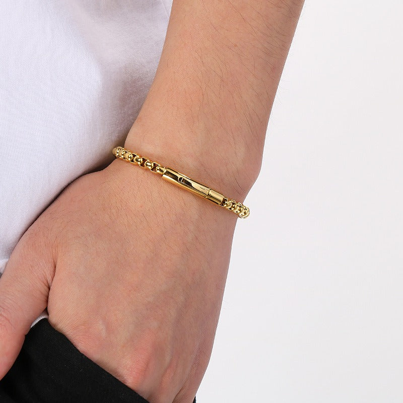 Kemstone Titanium Steel Square Bead Chain Bracelet for Men KB145394-KFC