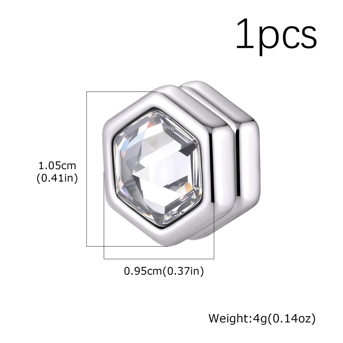 Kemston Hexagon Magnetic Earrings for Men Stainless Steel Black Cubic Zirconia Clip On Earrings EC-004
