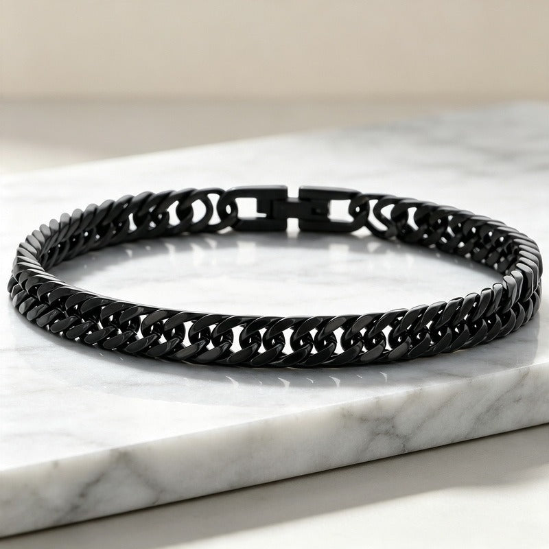 Kemstone Titanium Steel Double Curb Chain Bracelet for Men KB186683-Z