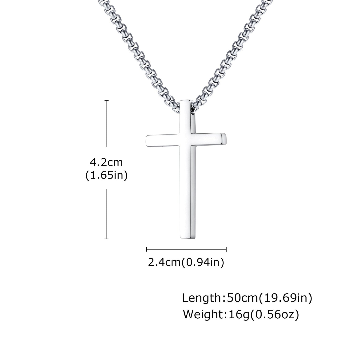 Kemstone Cross Pendant Necklace Stainless Steel Minimal Bar Cross Long Chain for Men Women Silver Gold Black NC-2103