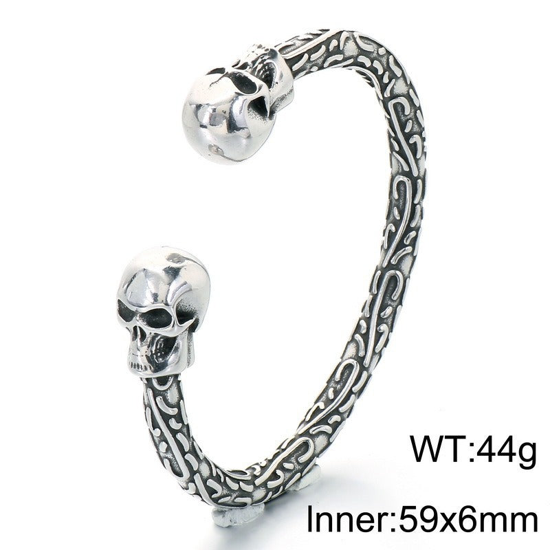 Kemston Snake Head Cuff Bracelet for Men Titanium Steel Bamboo Link Gothic KB214278-LU