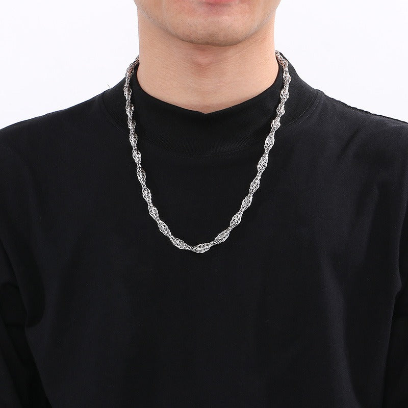Kemston Twisted Rope Chain Necklace for Men Titanium Steel Braided Steel Gold Rose Gold KN304215-KFC