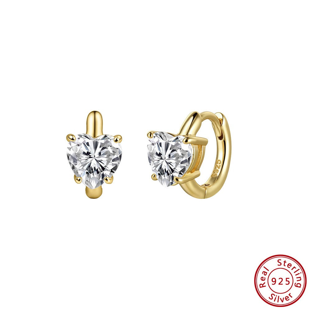 Kemstone Heart Huggie Earrings for Women 925 Sterling Silver Moissanite Hoop MOE21