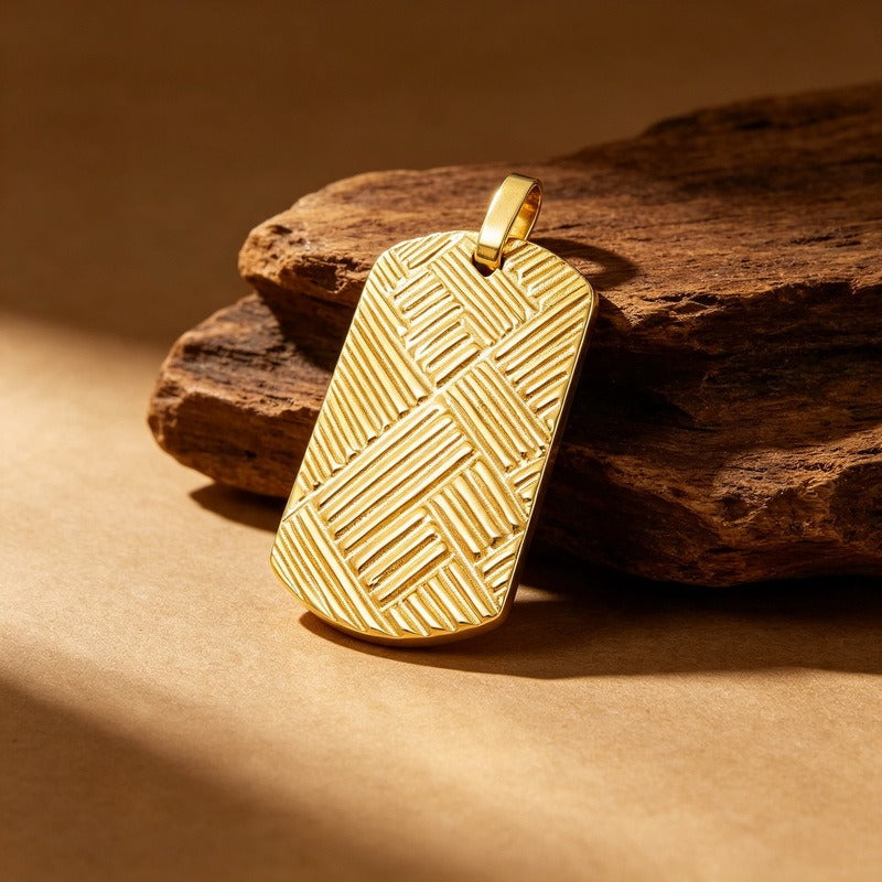 Kemston Stainless Steel Geometric Woven Pendant Necklace for Men KP118342-KJX