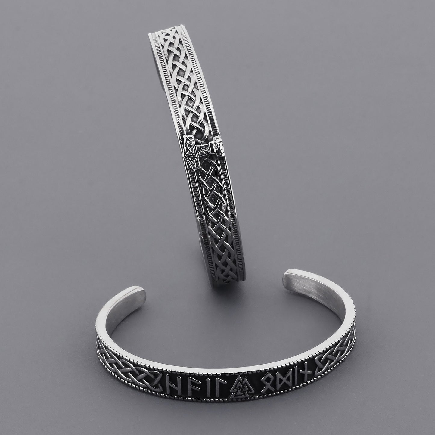 Kemstone Viking Mjölnir Cuff Bracelet – Steel Norse Men’s Jewelry KB182575
