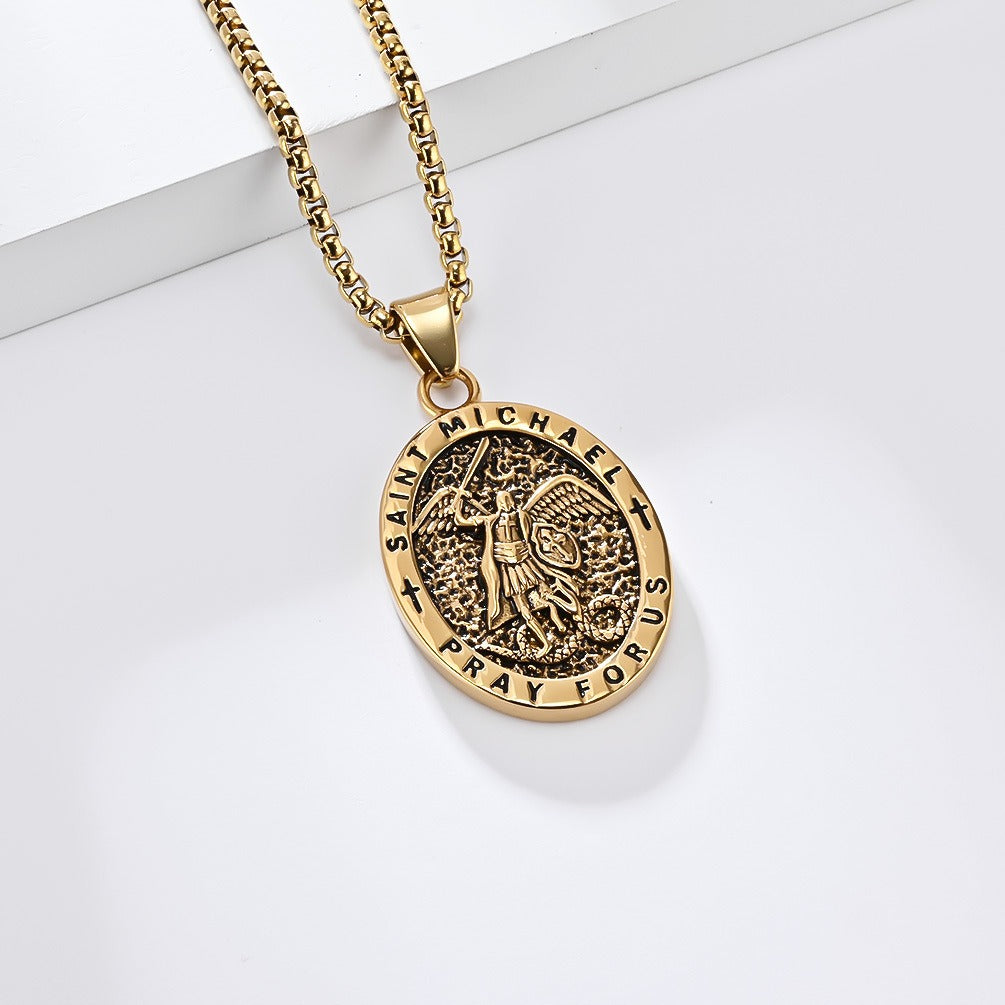 Kemstone Stainless Steel Vintage Medallion Pendant Necklace for Men K-PT604