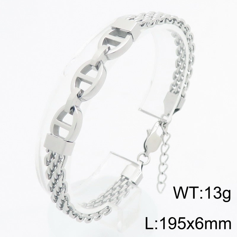Kemstone Titanium Steel Curved Link Mesh Bracelet for Men Adjustable KB213297-KFC