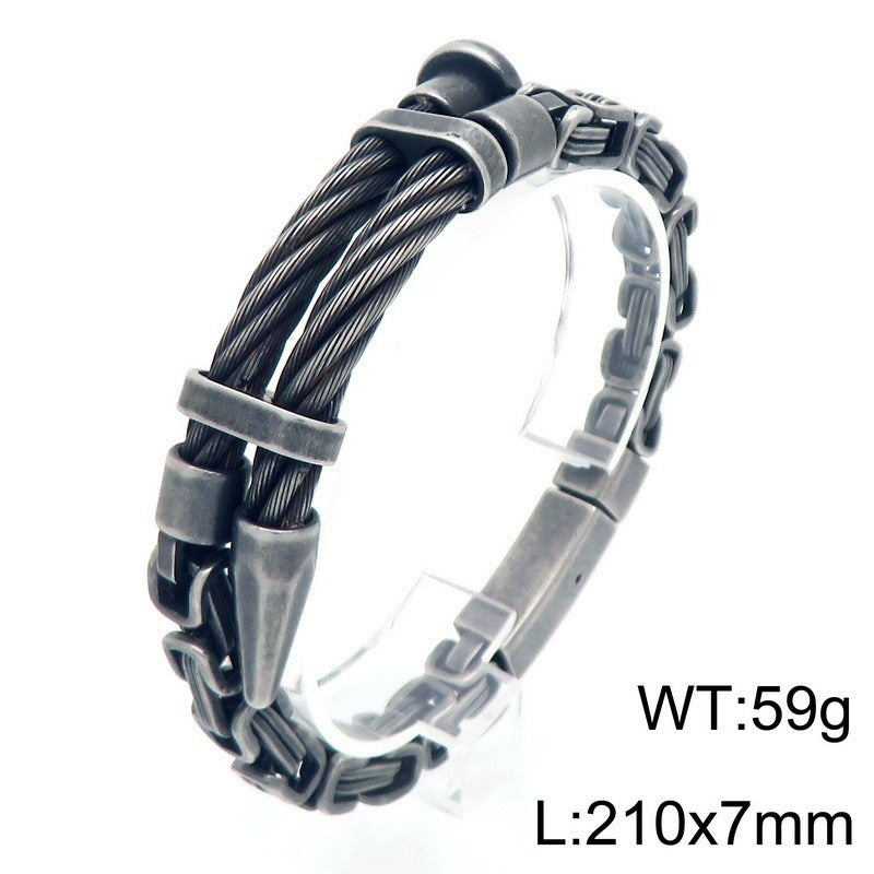 Kemstone Men’s Titanium Steel Cable Nail Punk Chain Bracelet KB208453-KFC