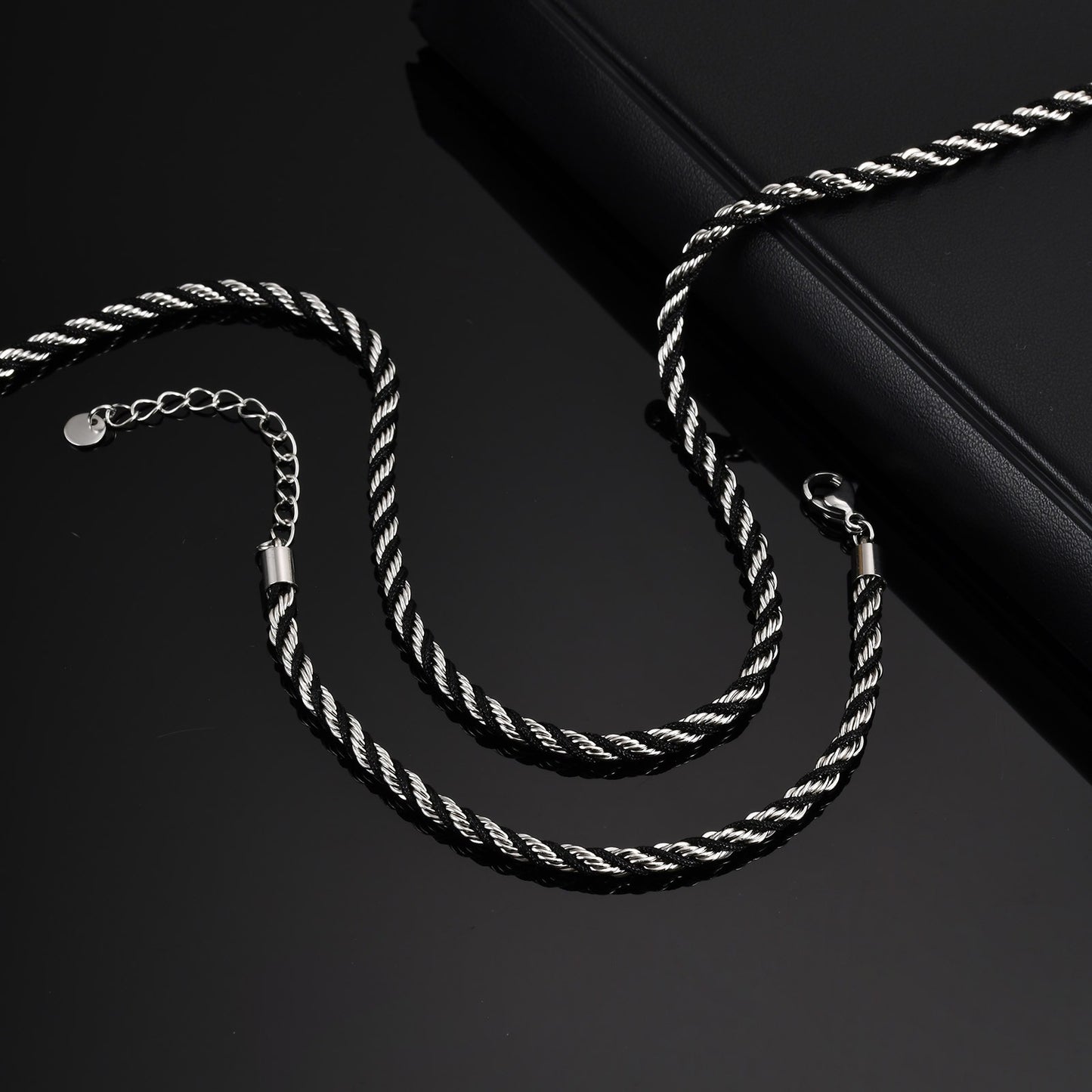 Kemstone Stainless Steel Rope Twist Bracelet Necklace – Men’s Jewelry BR-235