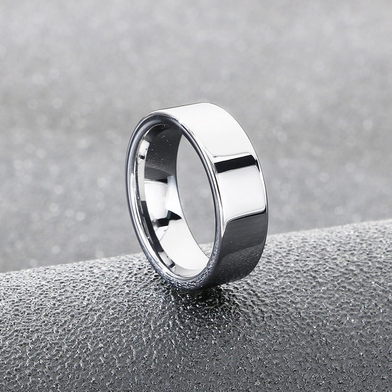 Kemstone Men’s Tungsten Steel Ring – 8mm Polished Minimalist Band KR114256-TS
