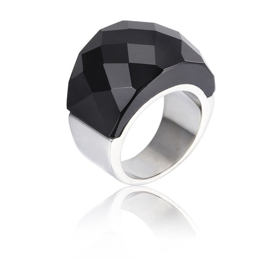 Kemstone Vacuum Electroplated 18K Gold Ring – Multi-Color Crystal Glass, Minimalist KR31887-K