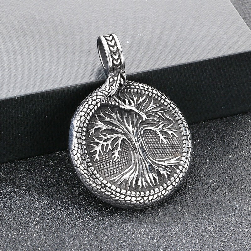 Kemstone Titanium Steel Viking Tree of Life Pendant Necklace for Men KP117703-LU