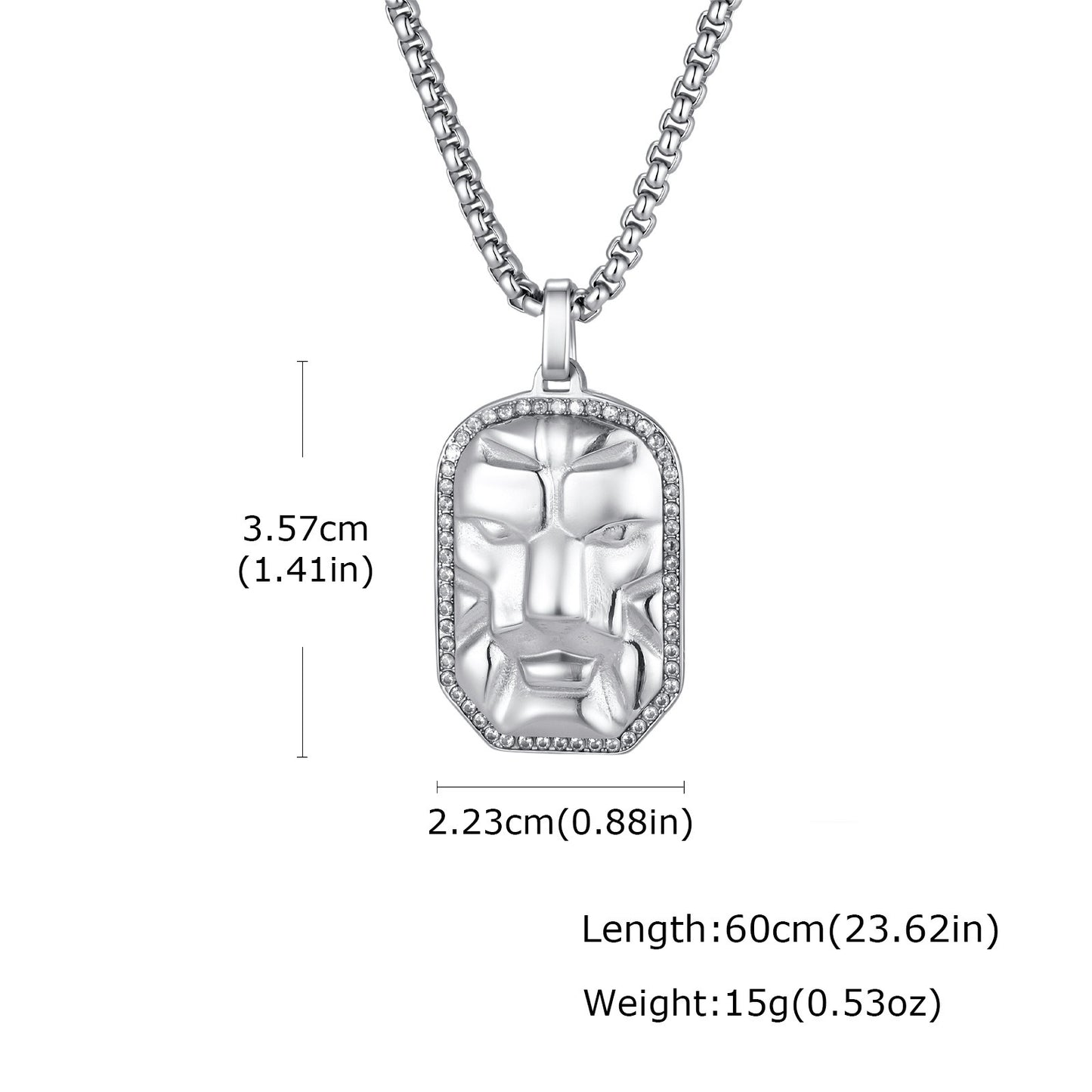 Kemston Face Pendant Necklace for Men Black Cubic Zirconia Leopard Stainless Steel Wild Identity PN-2350