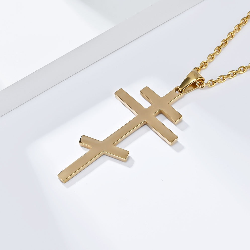 Kemstone Titanium Steel Cross Pendant Necklace for Men & Women – Minimalist Vintage Style K-PT539