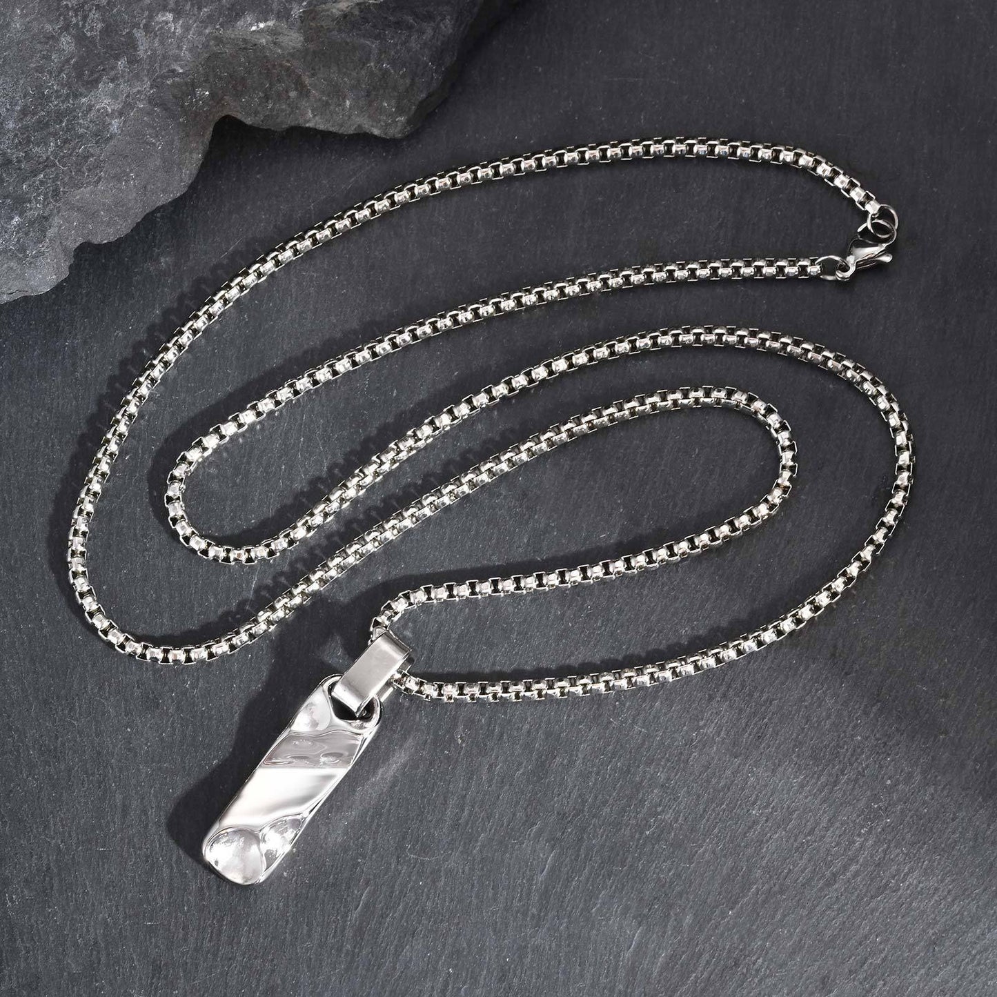 Kemstone Stainless Steel Geometric Bar Pendant Necklace for Men & Women PN-2272