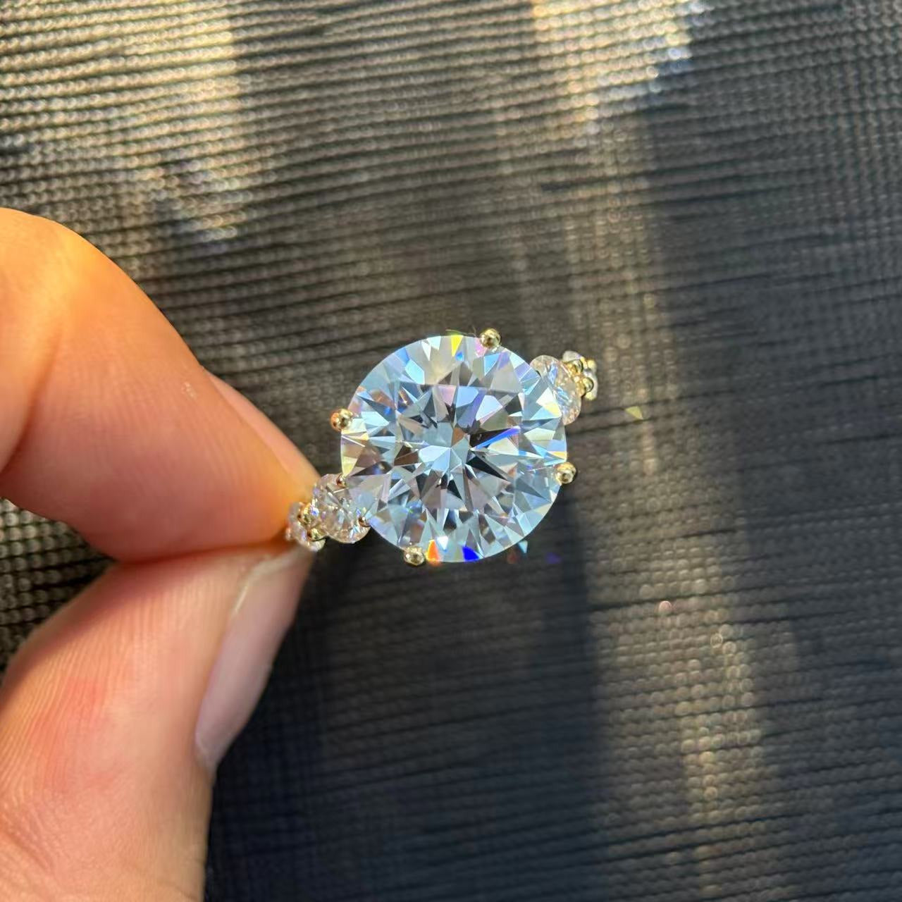 Kemstone S925 Gold Plated Round Moissanite Five-Stone Ring Collection