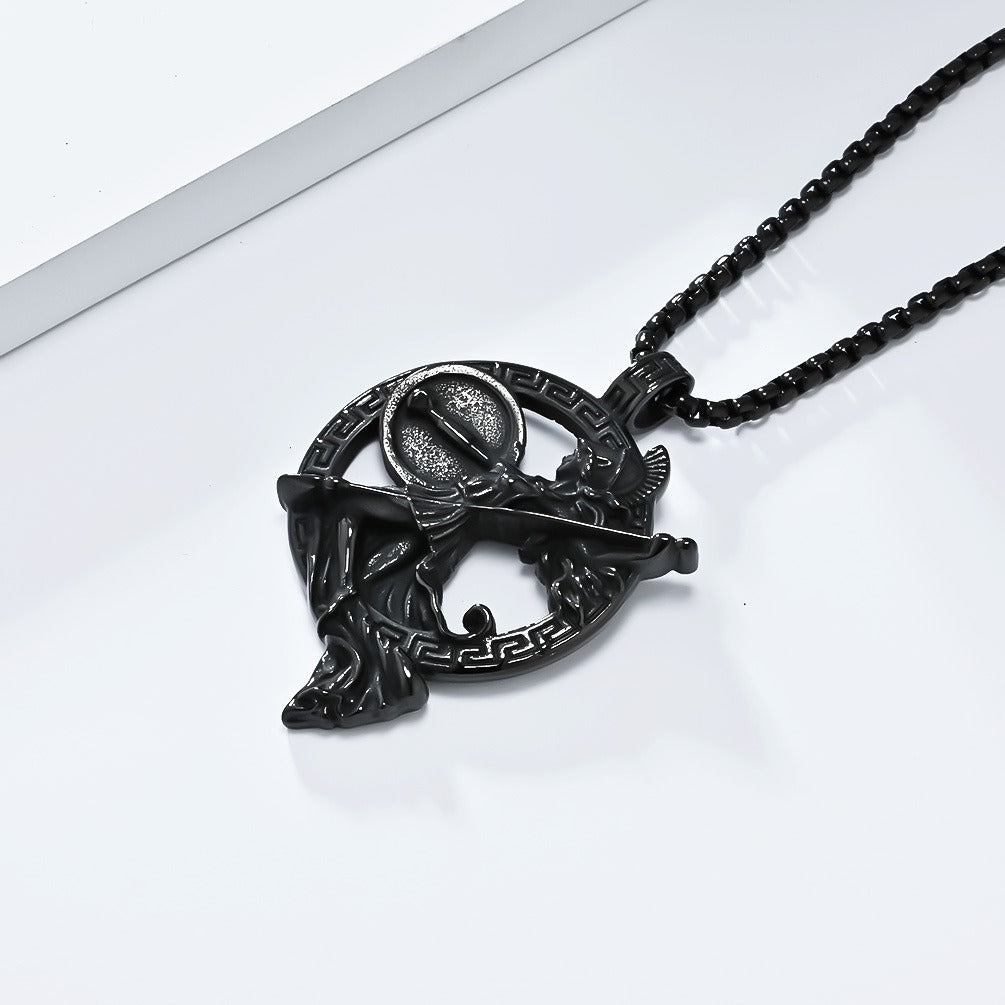 Kemstone Figure Relief Pendant Necklace for Men Stainless Steel Vintage Medallion K-PT585