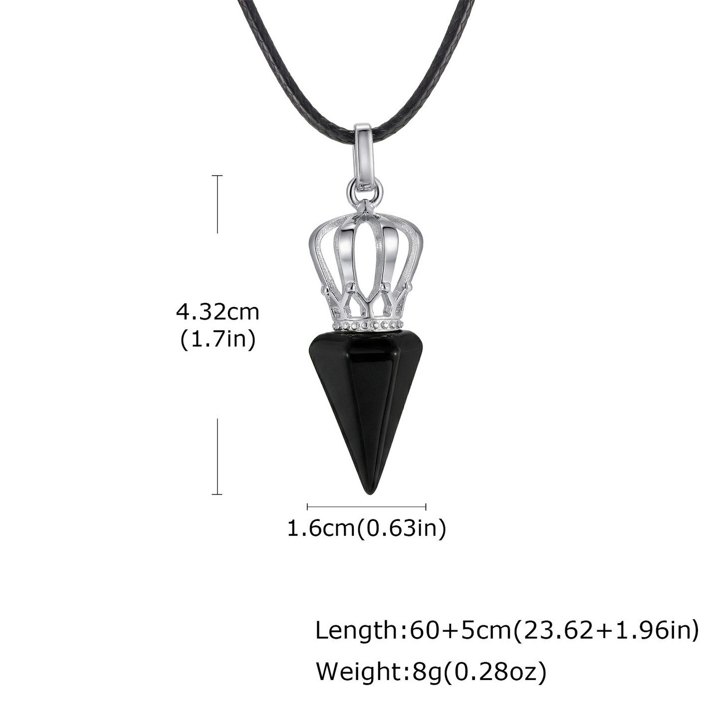 Kemstone Stainless Steel Bullet Tip Hexagonal Crown Tiger Eye Stone Pendant Necklace for Men PN-2286