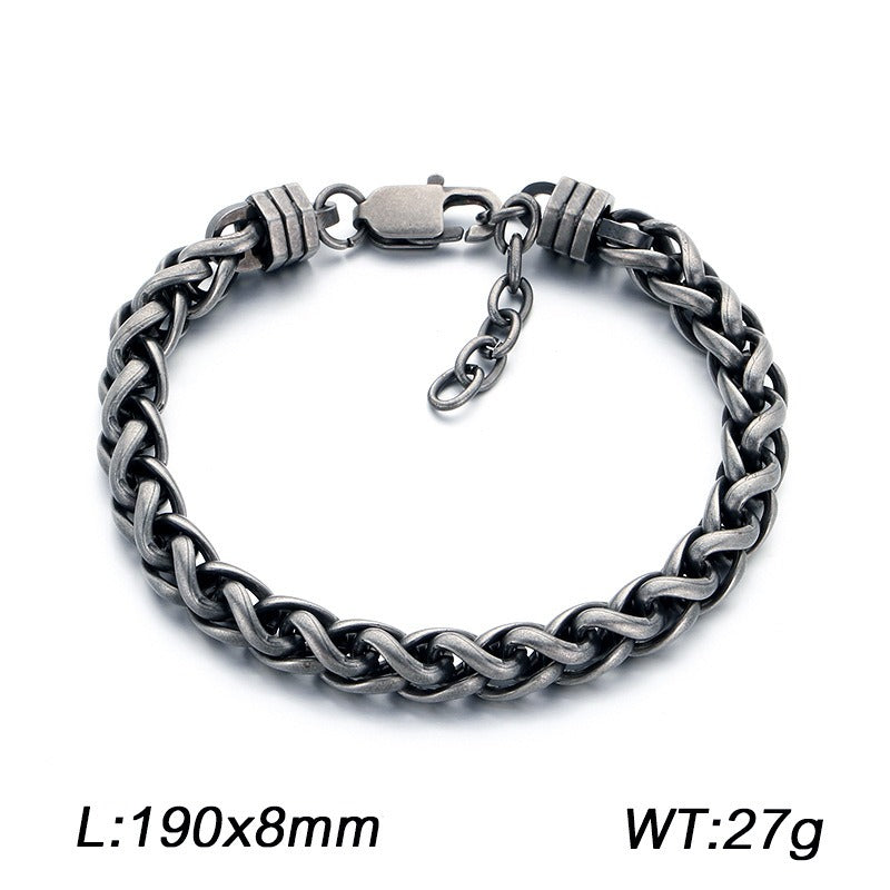Kemstone Woven Chain Bracelet for Men Titanium Steel Adjustable 8MM KB214671-KFC