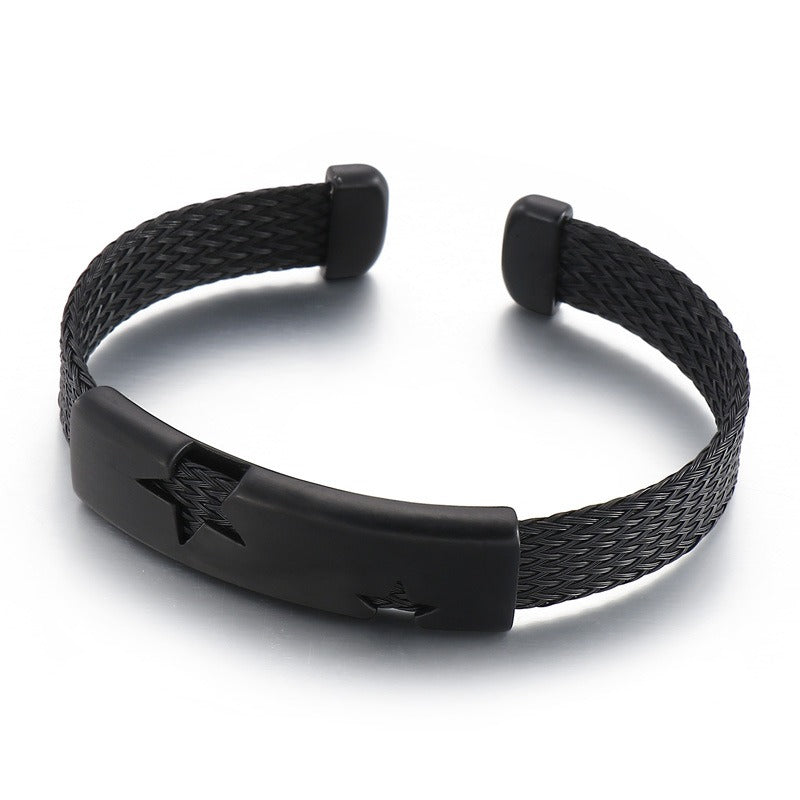 Kemstone Titanium Steel Star Cutout Open Cuff Bracelet for Men KB146896-KLHQ