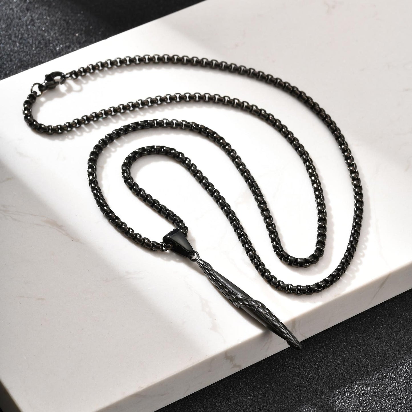 Kemstone Men’s Stainless Steel Hammered Bar Pendant Necklace PN-2217
